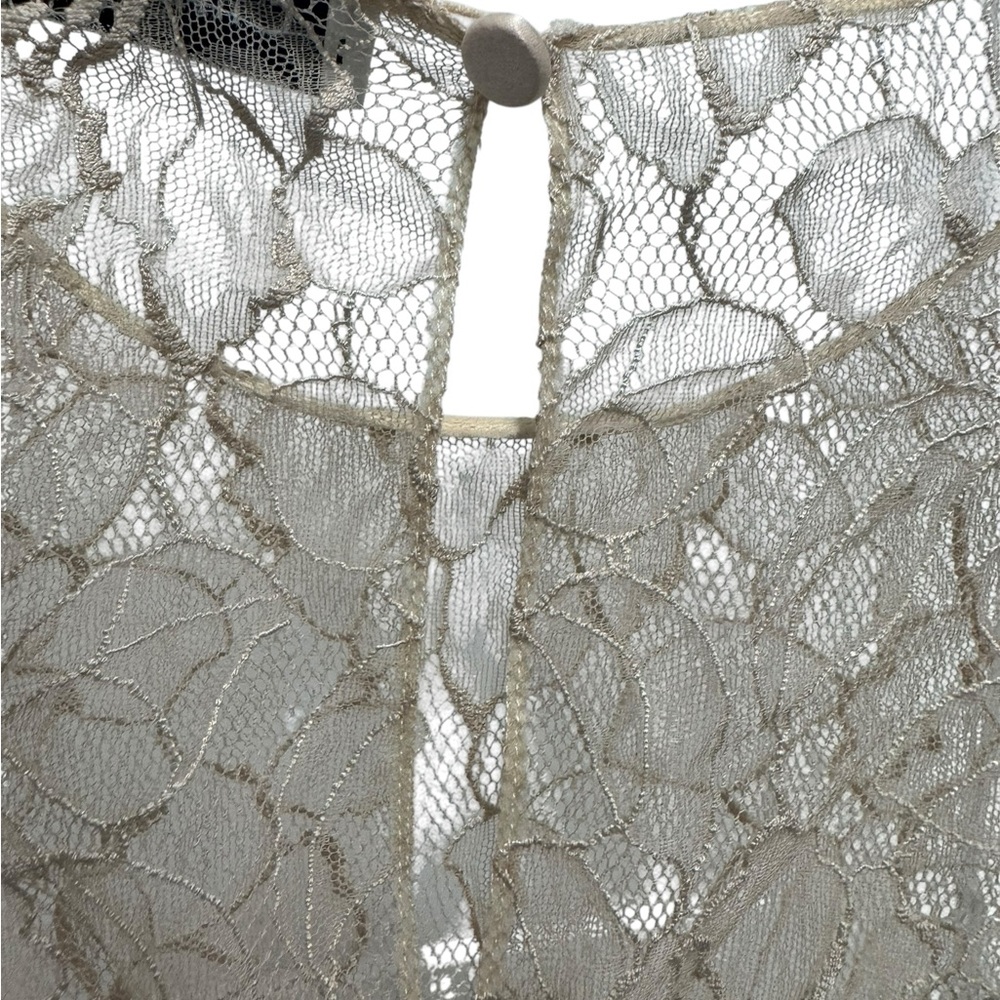 Christian Dior Beige Tan Lace Long-Sleeve 100% Silk Top, Size US 8 - Picture 5 of 9